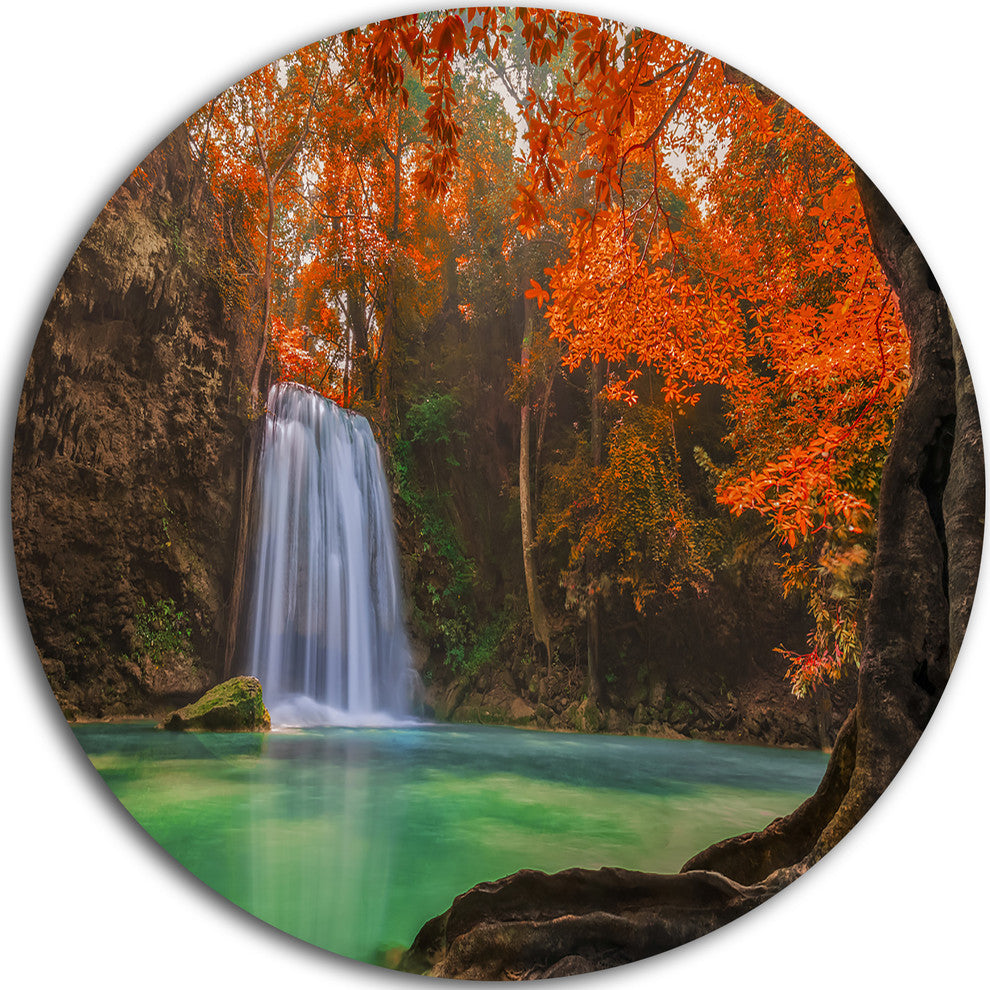 Erawan Waterfall, Photography Round Wall Art, 23"