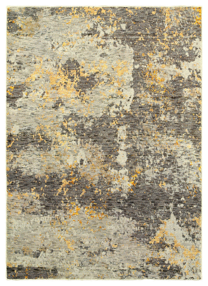 Elements Gilded Marble Gray/Gold Area Rug, 8'6"x11'7"