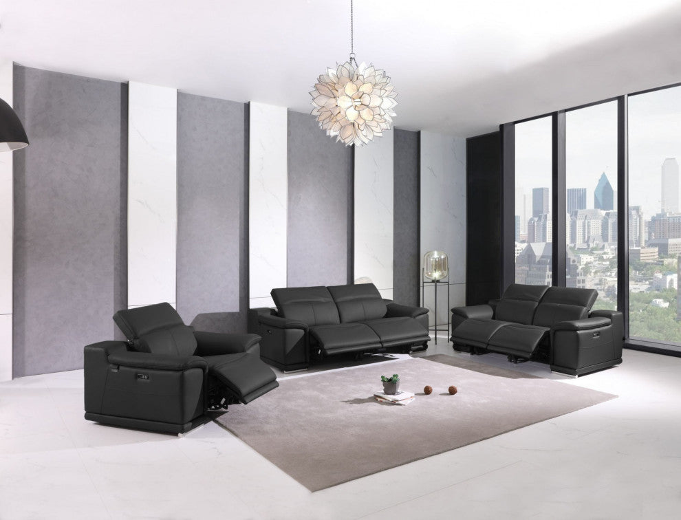 Mod Charcoal Gray Italian Leather Recliner Chair