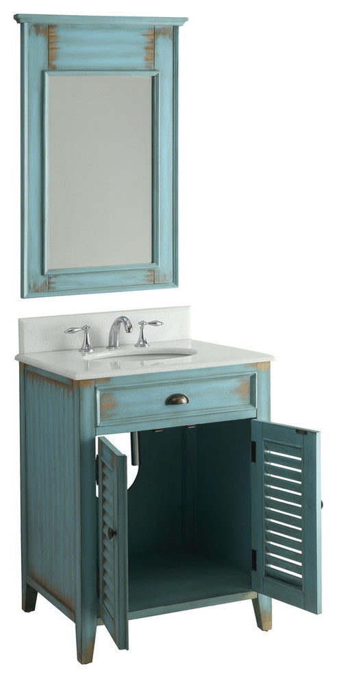 26" Cottage-Style Abbeville Bathroom Sink Vanity and Mirror
