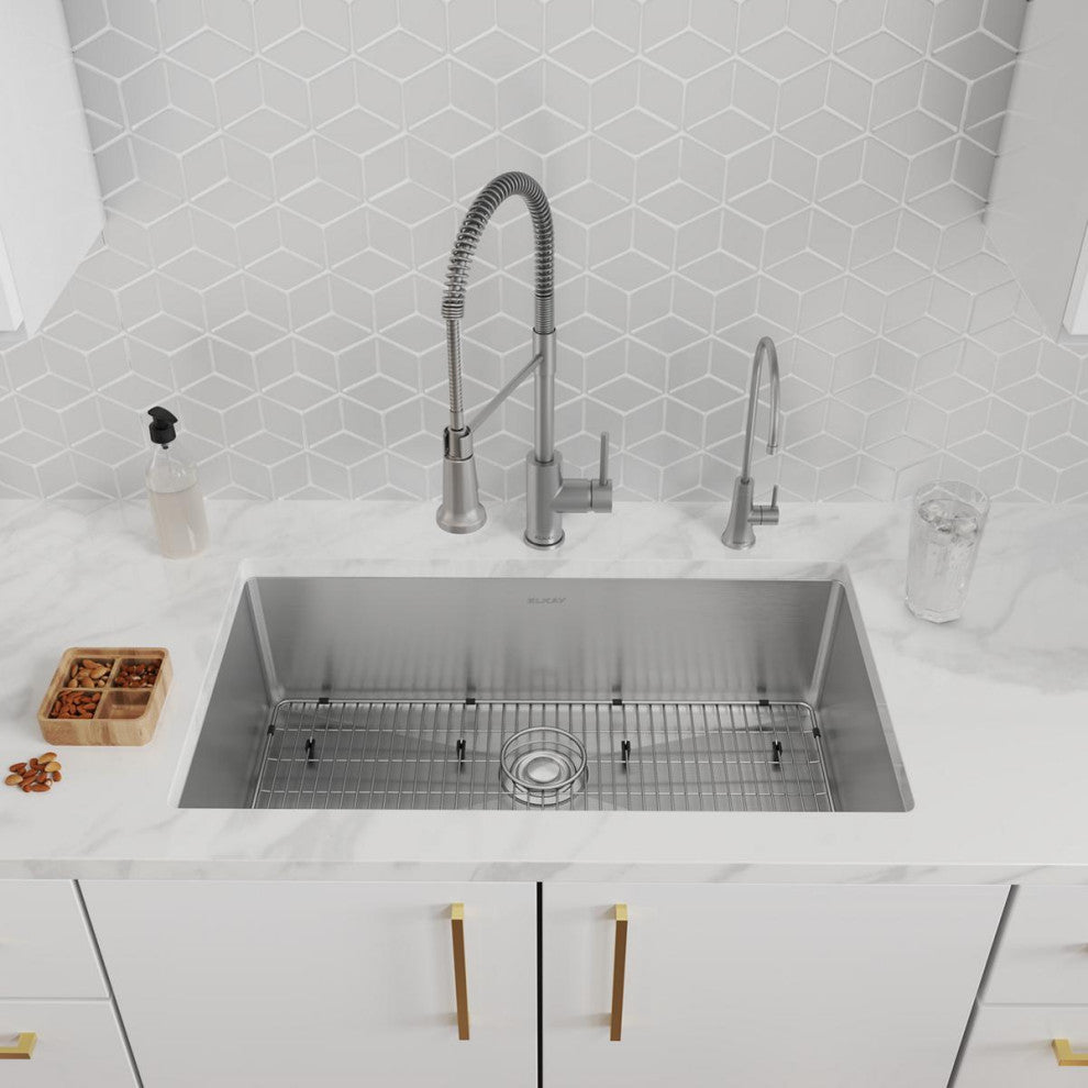 Stainless Steel 33 x 22 x 9 Single Dual Mount Sink Kit, Filtered Beverage Faucet