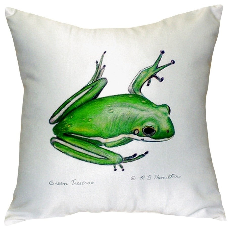 Green Treefrog No Cord Pillow - Set of Two 18x18