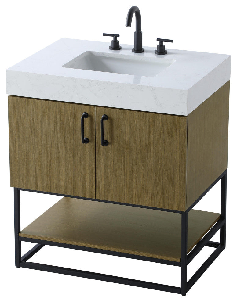 Home Living 30" Single Bathroom Vanity, Chestnut Brown