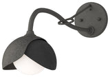 Brooklyn 1-Light Double Shade Sconce, Natural Iron, Black, Opal Glass