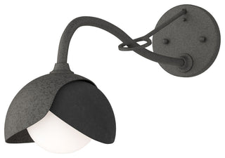 Brooklyn 1-Light Double Shade Sconce, Natural Iron, Black, Opal Glass