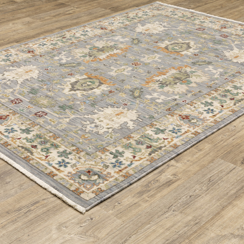 Leoness Oriental Indoor Area Rug, Grey, 5'3" X 7'6"