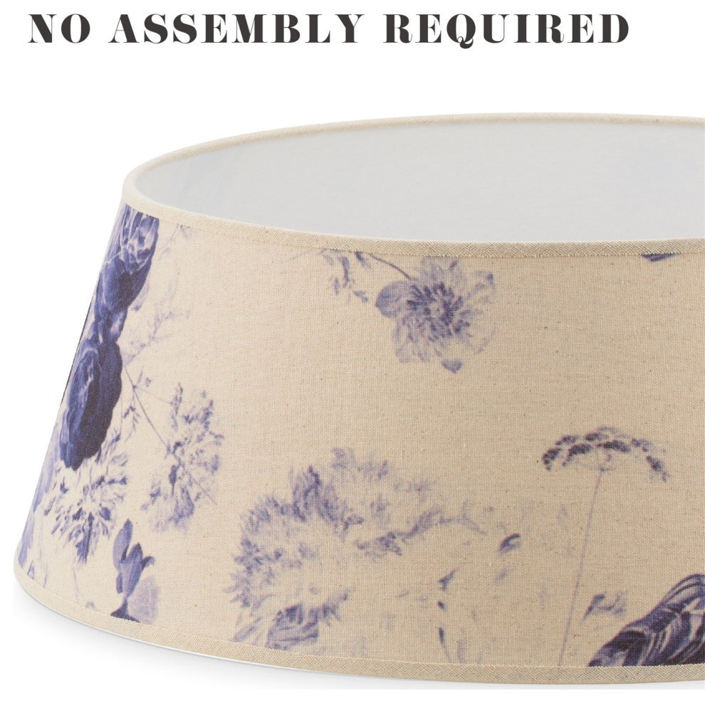 Tree Nest Large Christmas Tree Collar Round Ring Skirt Base, Blue/White, 27"