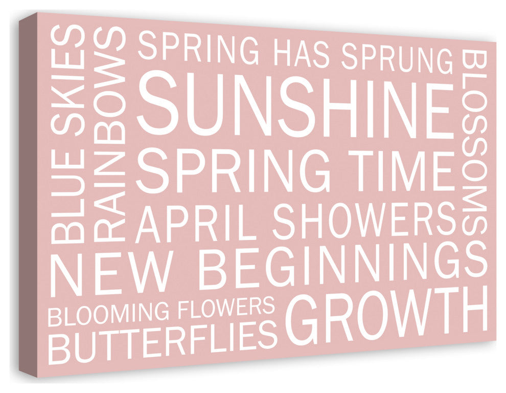 Pink Spring Sayings 30x20 Canvas Wall Art