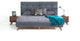 Modrest Addison Mid-Century Gray Fabric and Walnut Bed, Charcoal, Eastern King