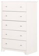 South Shore Breakwater 5 Drawer Chest in Pure White Finish