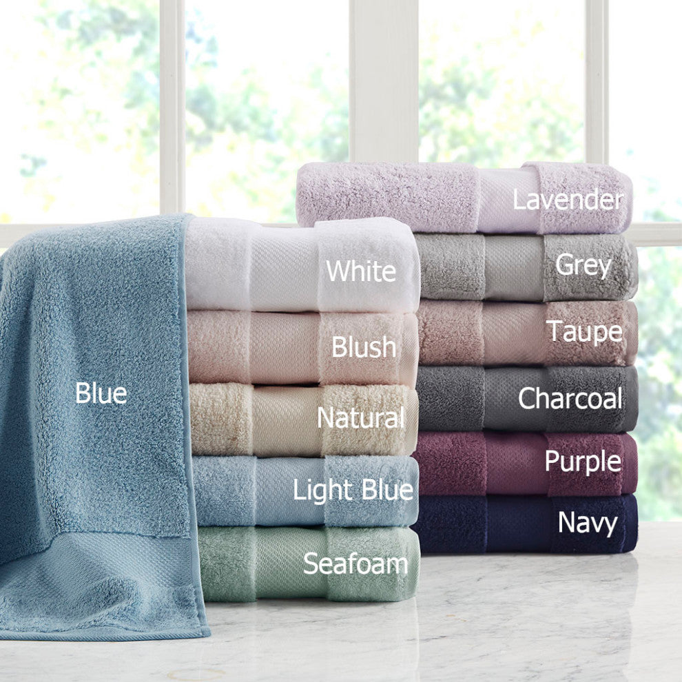 Madison Park Signature Turkish Cotton 6 Piece Bath Towel Set, Light Blue