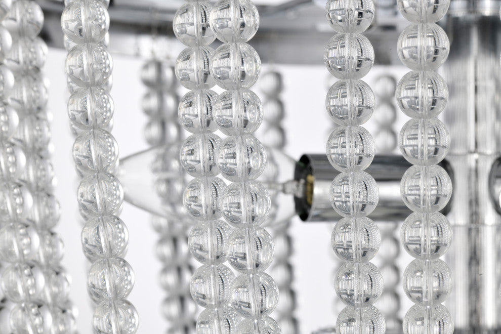 Helena 3-Light Glam Flush Mount Ceiling Light With Crystal Beads, Chrome