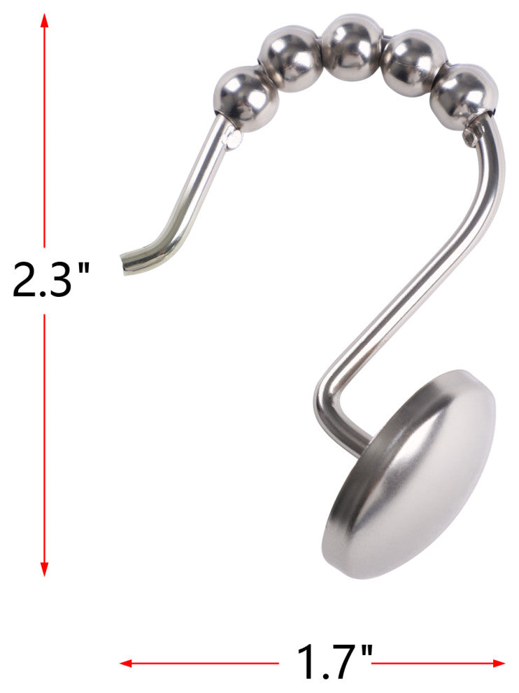 Utopia Alley Shower Hooks - Shower Curtain Rings for Bathroom, Set of 12, Brushed Nickel