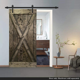 Stained Solid Pine Wood Sliding Barn Door, Espresso, 42"x84", X Series