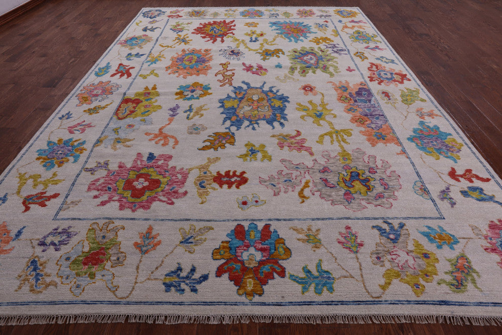 Handmade Turkish Oushak Wool Rug 10' 2" X 13' 9" - Q14811