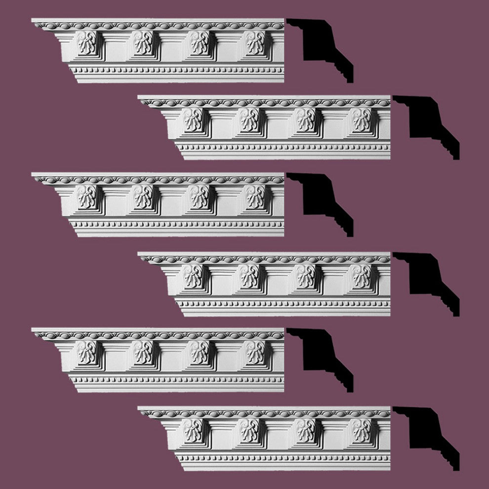 Ornate Cornice White Urethane Three Rivers Design 6 Pcs   564" Length