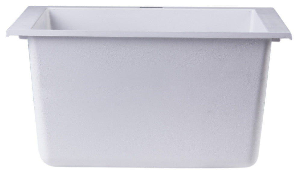 Ab1720Um-W White 17" Undermount Rectangular Granite Composite Kitchen Prep Sink