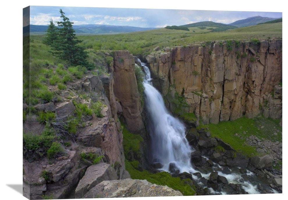 "North Clear Creek Waterfall Cascading Down Cliff, Colorado" Artwork, 32" x 24"