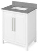 Cade Transitional 30" White Bathroom Vanity, Steel Grey Cultured Marble Vanity T