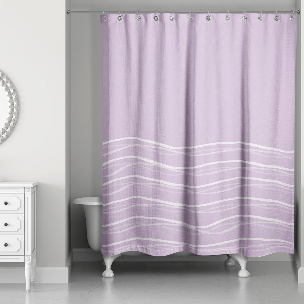 Wavy Lines On Purple 71x74 Shower Curtain