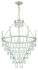 Lucille 6 Light Chandelier in Antique Silver with Clear Hand Cut
