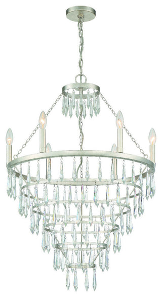 Lucille 6 Light Chandelier in Antique Silver with Clear Hand Cut