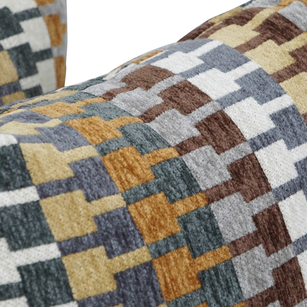 17" Jacquard Throw Pillows With Inserts, Set of 2, Legion Browns