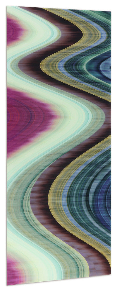 "Rumba 1" Abstract Wall Art on Frameless Free Floating Tempered Glass 63x24