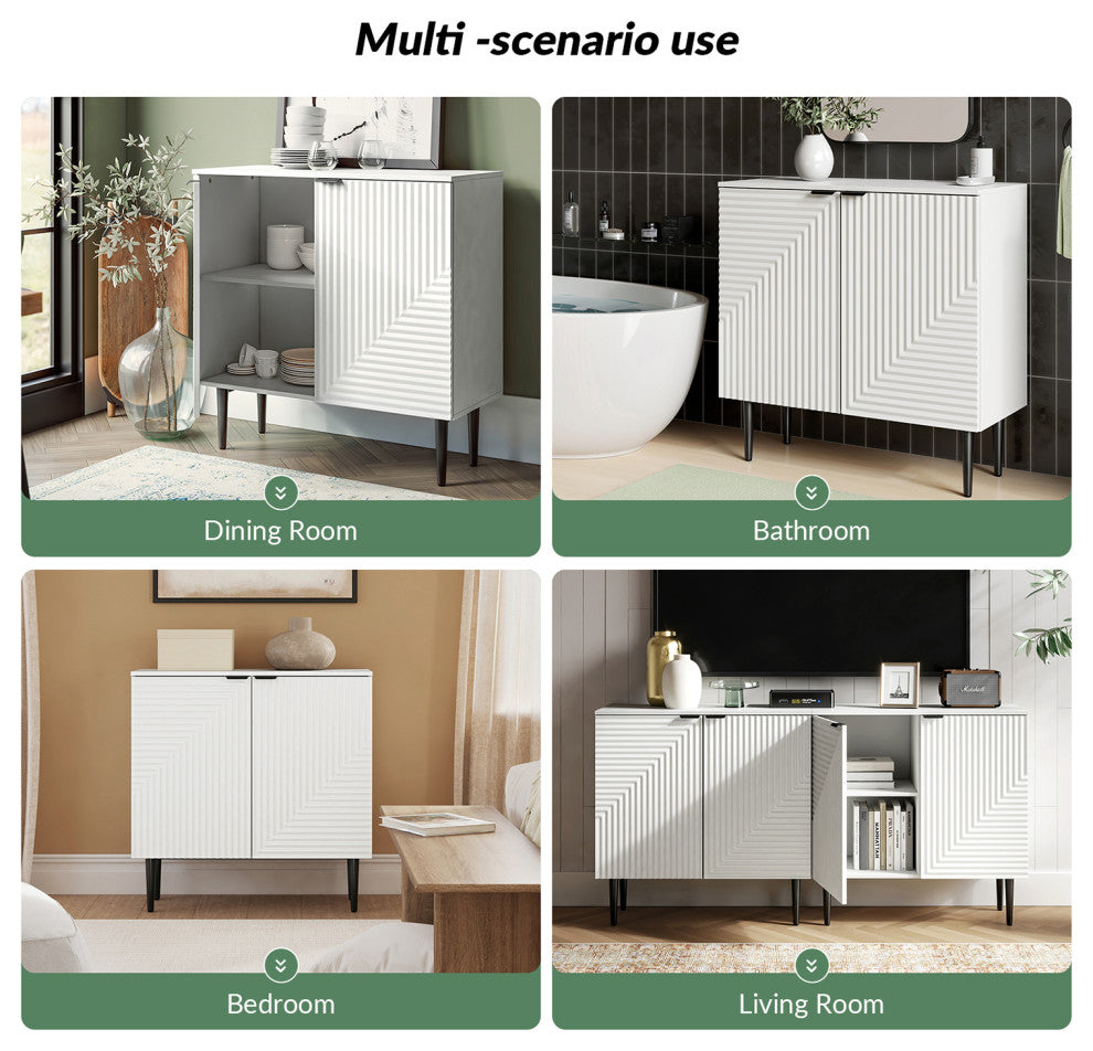 Lifestyle shot showing cabinet in living room context.