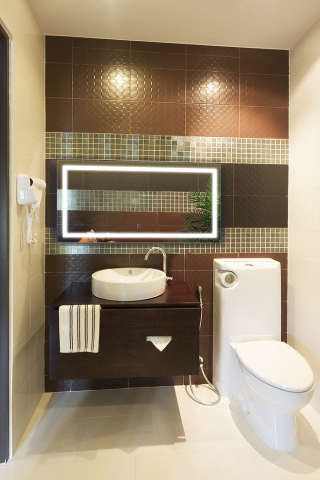 Krugg LED Bathroom Mirror, Lighted Vanity Mirror Dimmer and Defogger, 48x24