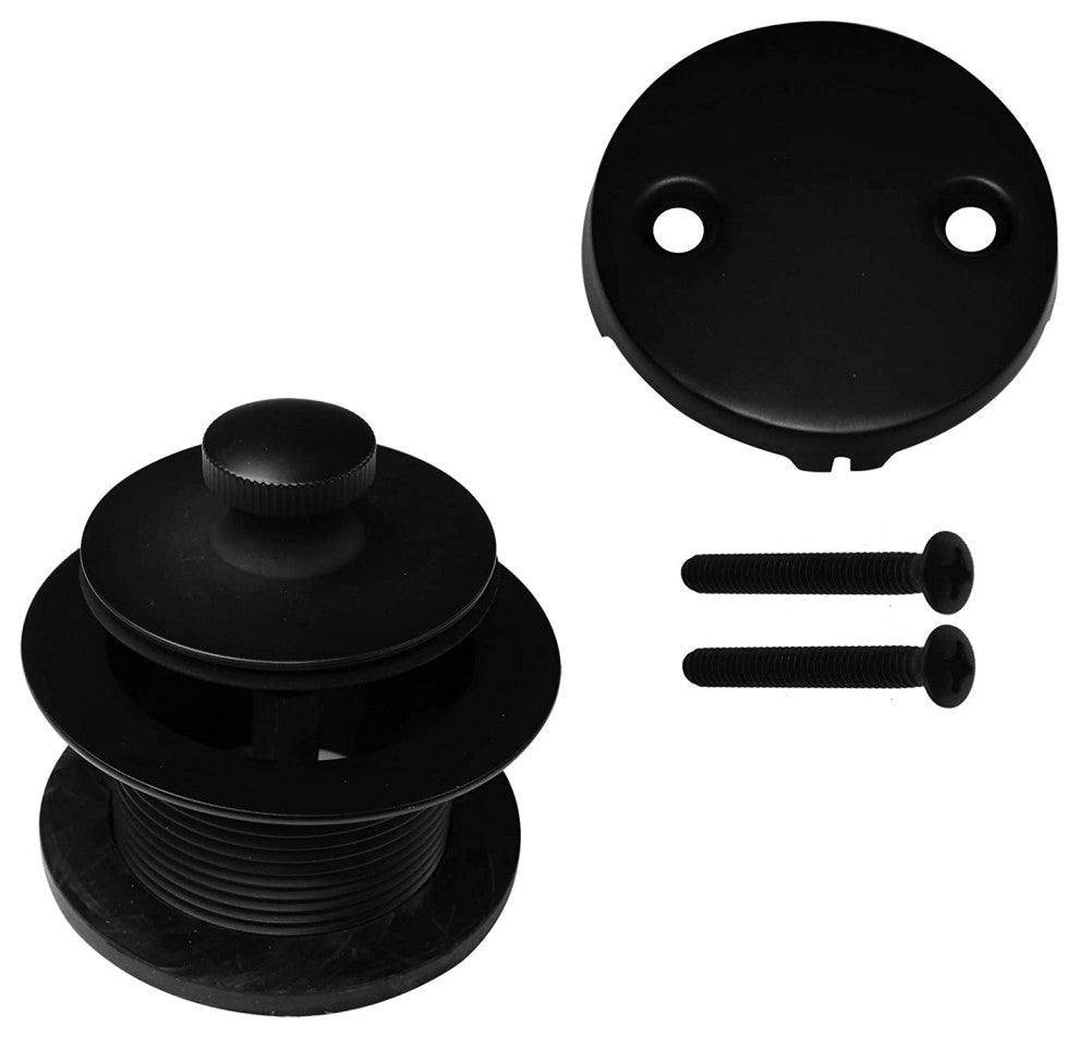 Twist & Close Bath Waste - 22" Make-Up, 17 Ga. Tubing In Polished Brass, Powder Coated Flat Black