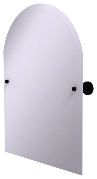 Frameless Arch Top Beveled Edge Tilt Mirror, Matte Black