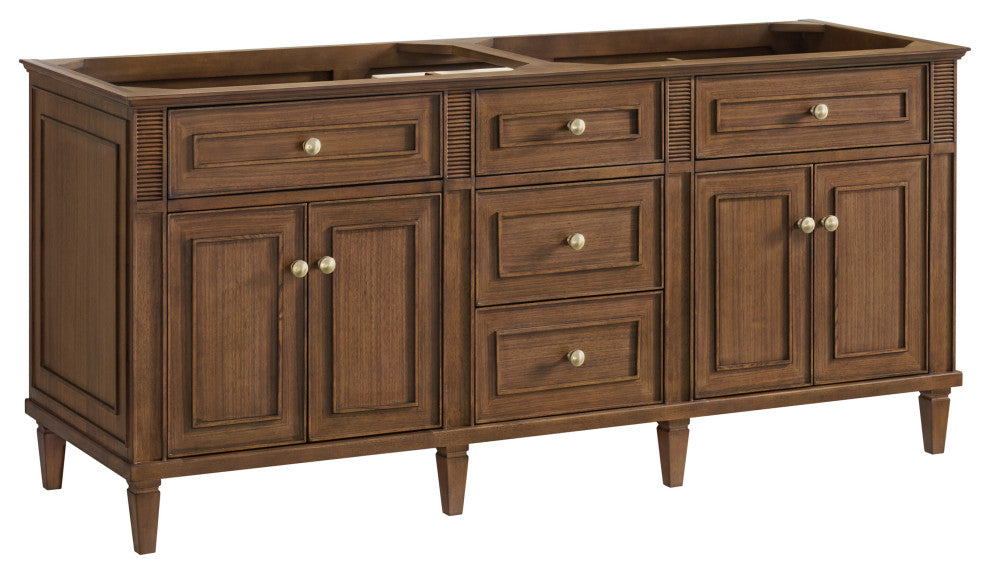 Lorelai 72"Double Vanity, Mid-Century Walnut, 3 CM White Zeus Top
