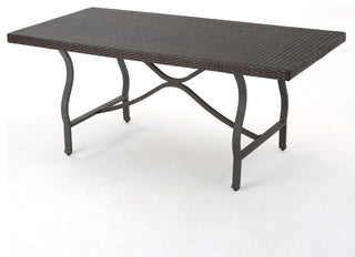 GDF Studio 7-Piece Walthham Outdoor Multibrown Wicker Dining Set