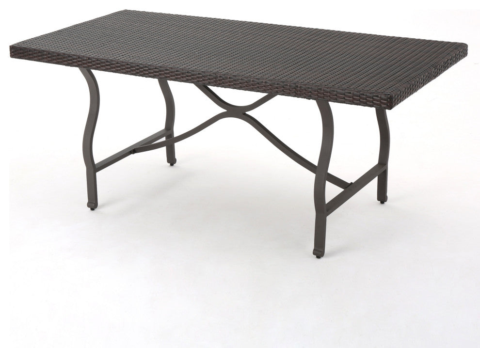 GDF Studio 7-Piece Walthham Outdoor Multibrown Wicker Dining Set