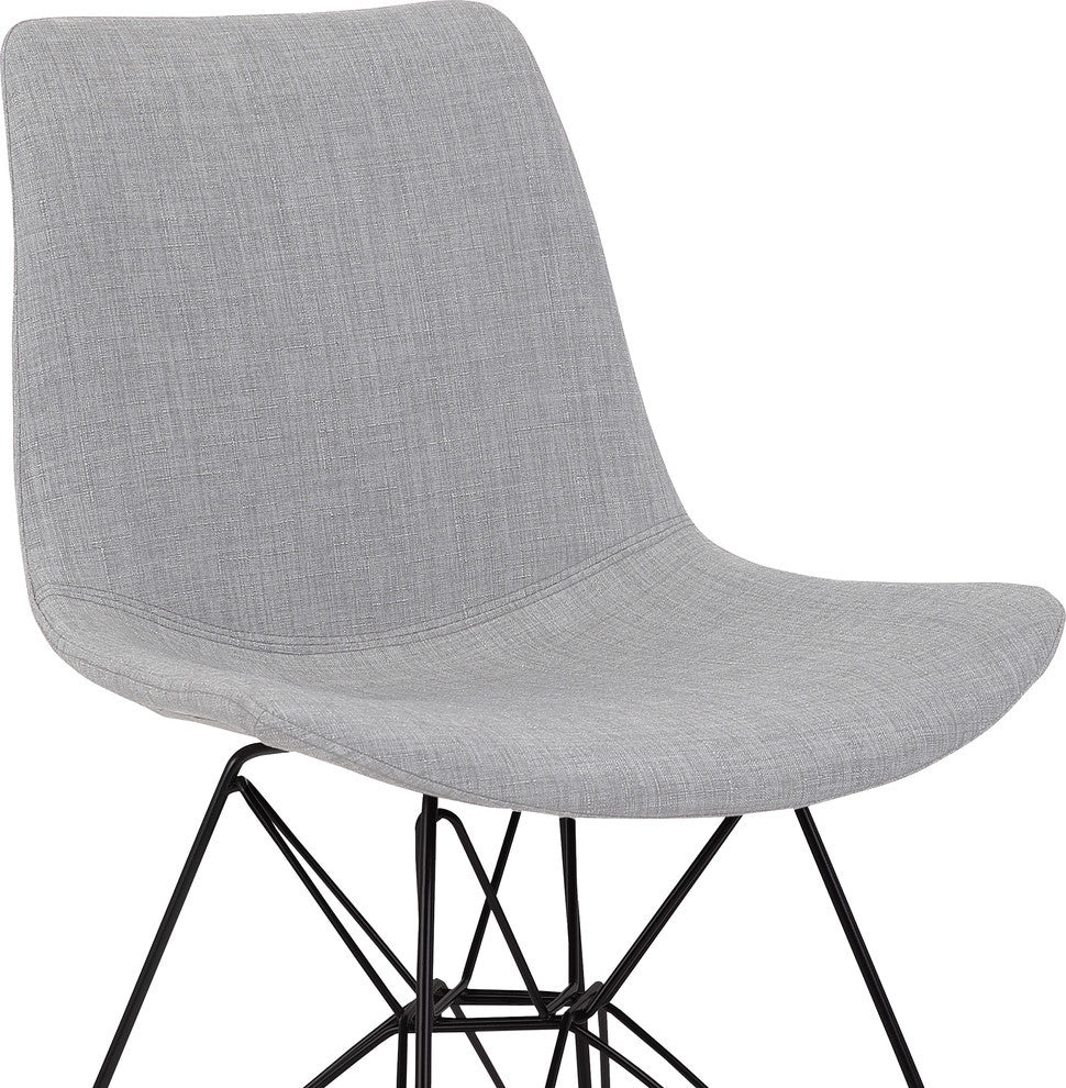Palmetto Contemporary Dining Chair in Grey Fabric with Black Metal Legs