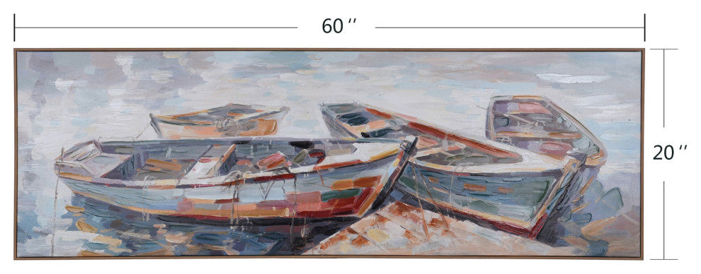 Lazy Summer Days Boat Dock Art Print on Canvas- Framed