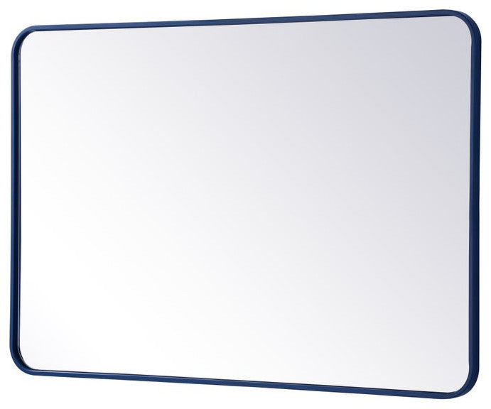 Elegant Decor MR802842BL Soft Corner Metal Rectangular Mirror, 28"x42", Blue