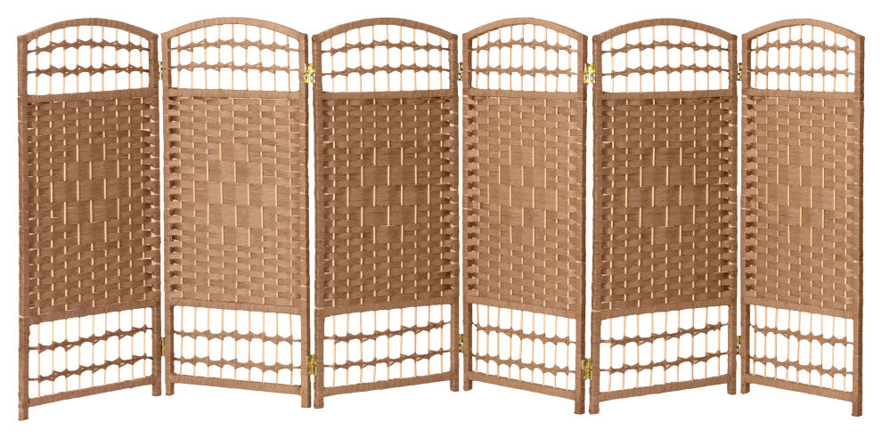 3 ft. Short Fiber Weave Room Divider Natural 6 Panels