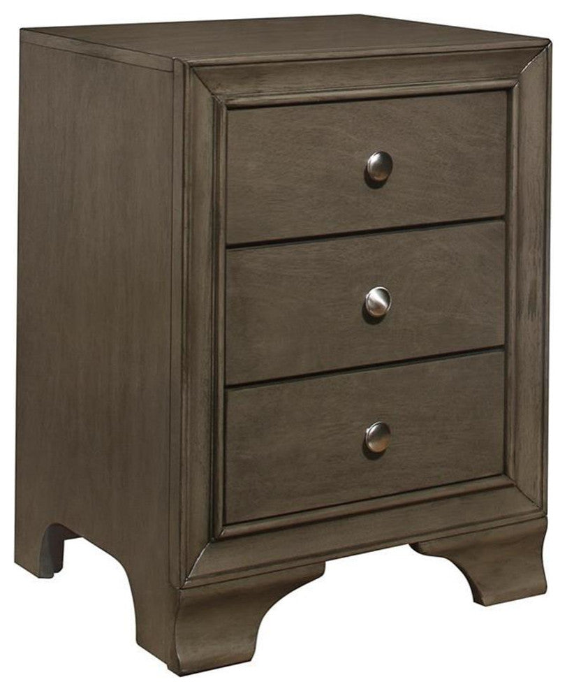 Lexicon Centralia 3-Drawers Transitional Wood Nightstand in Gray