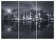 "Hong Kong Black and White Skyline" Artwork Canvas, 3 Panels, 36"x28"