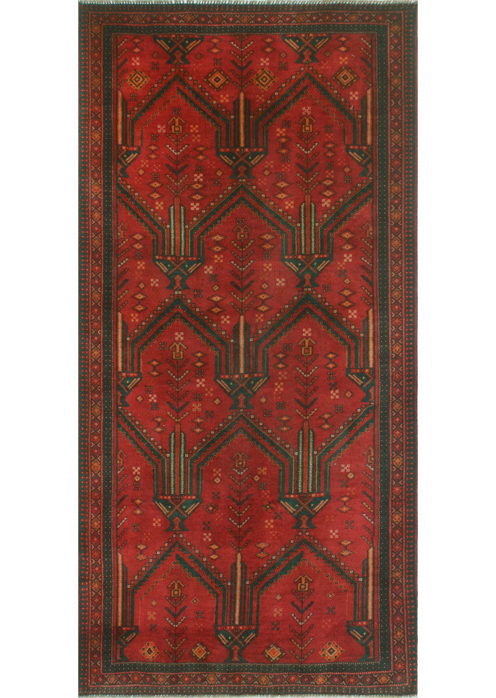 Fine Vintage Distressed Crespin Red/Charcoal Runner, 3'10x7'9