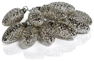 Pine Cone LED String of Lights, Silver