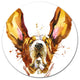 Funny Brown Dog Basset, Animal Round Metal Wall Art, 11"