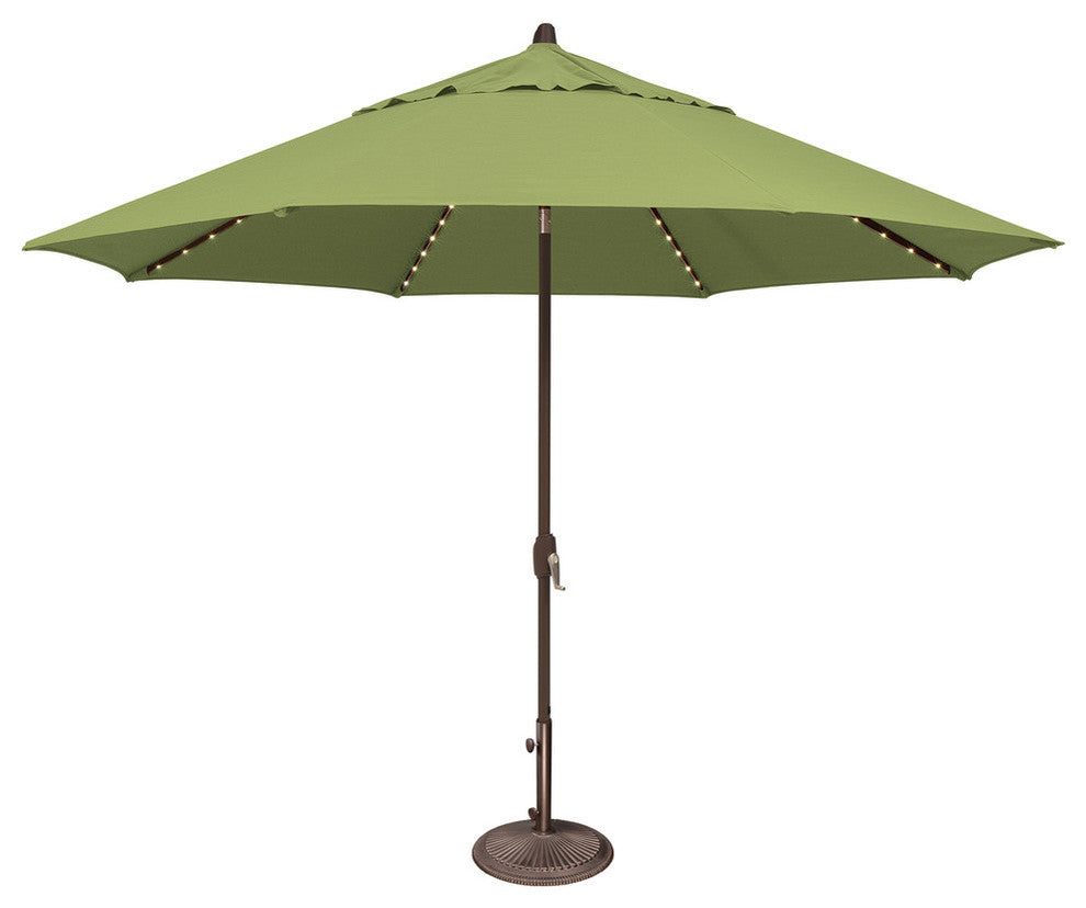 Lanai Pro 11' Octagon Umbrella With Star Lights, Henna, Sunbrella Fabric