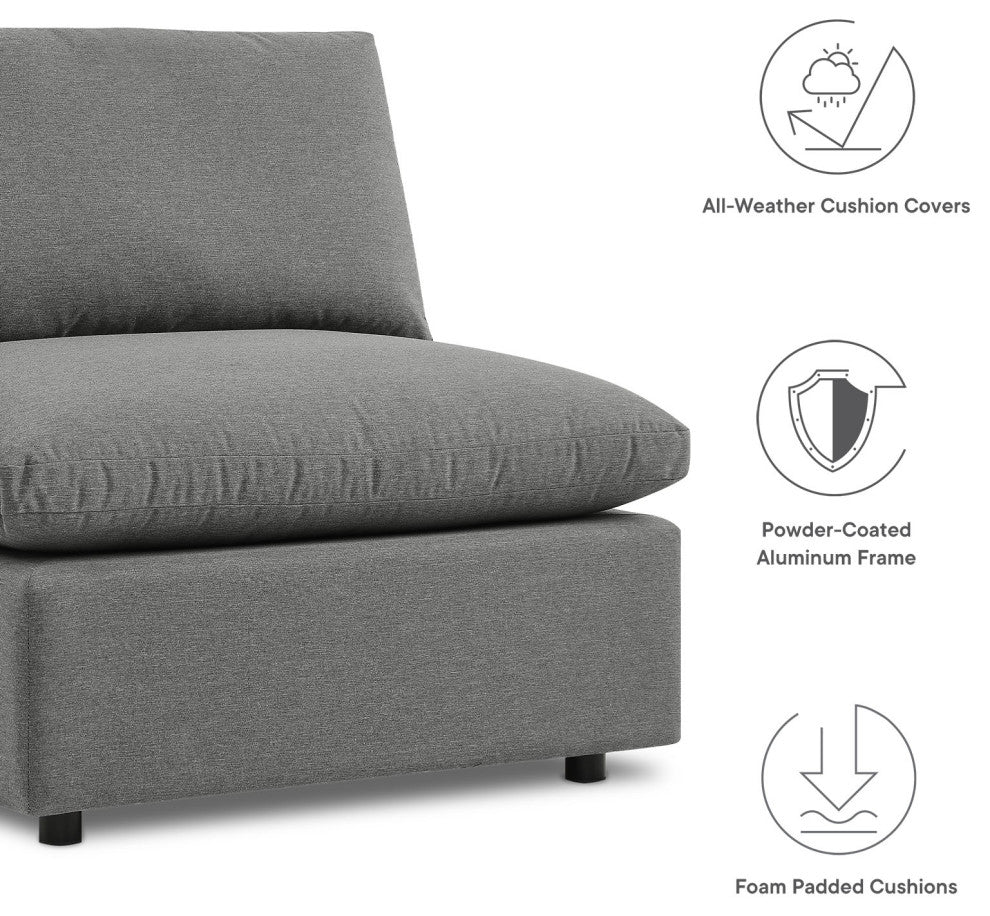 Modular Lounge Sectional Deep Sofa Set, Charcoal Gray, Modern, Outdoor