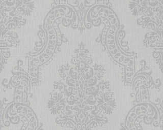 Elegance2, Modern Accent Block Stripes Baroque Gray Wallpaper Roll