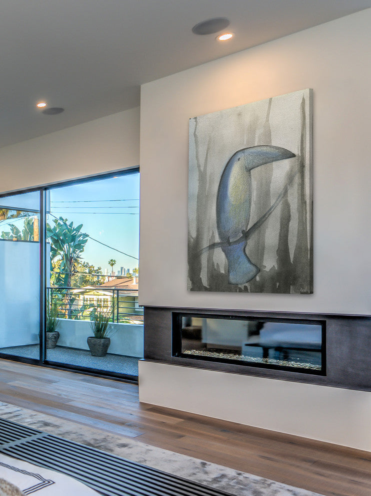 "Blue Toucan" Painting Print on Wrapped Canvas, 20"x30"