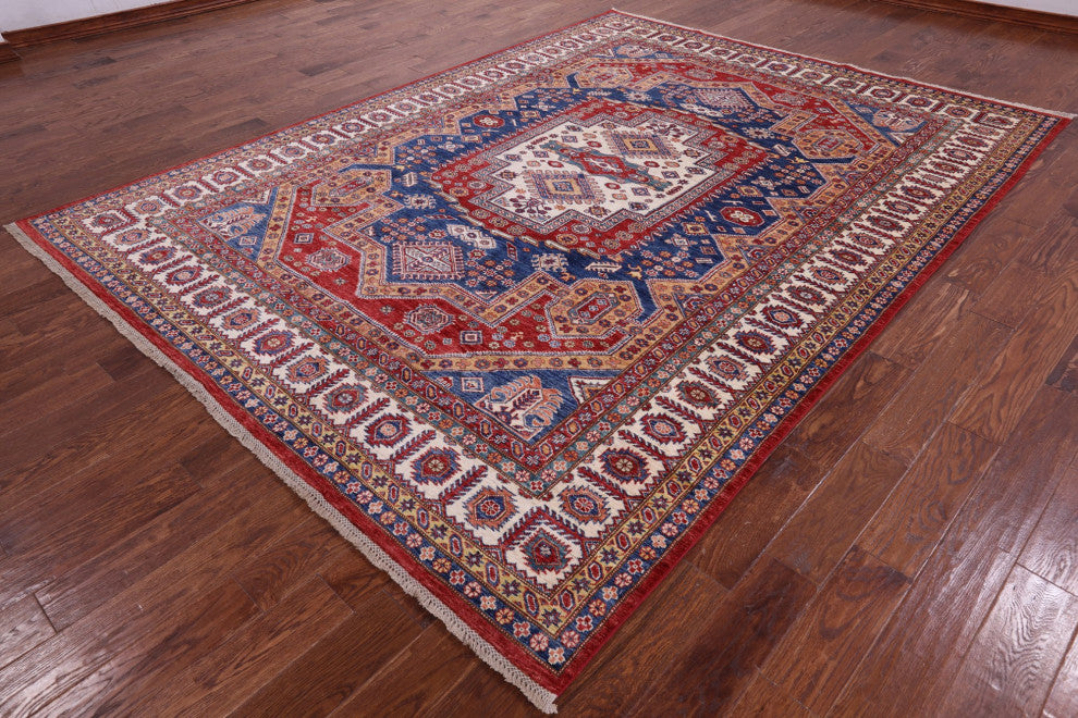 8' 2" X 10' 10" Super Kazak Hand Knotted Wool Rug Q9516
