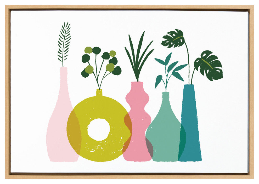 Sylvie Plant Play Framed Canvas by Duchess Plum, Natural 23x33